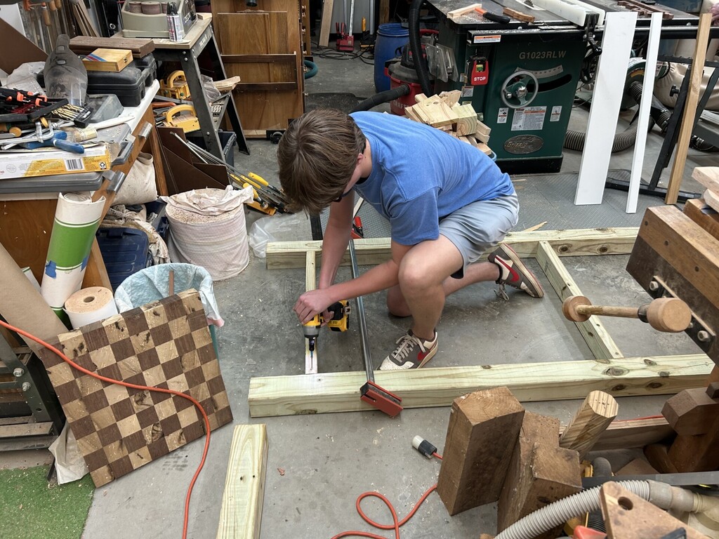 Michael Erwin working on the bridge