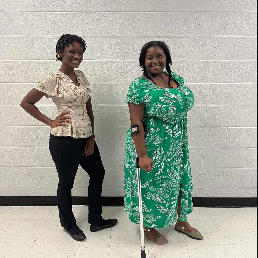 Students dressed as an adult and senior citizen
