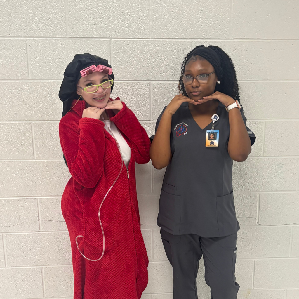 Student dresses as a senior citizen and an adult