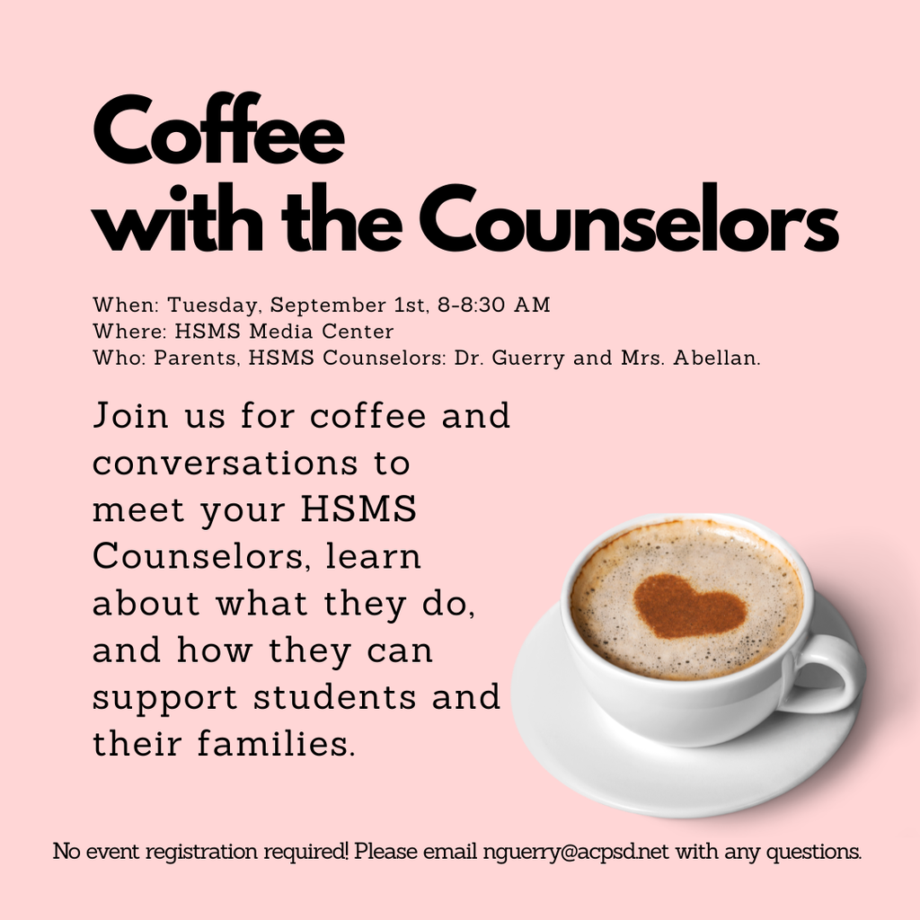 Flyer for Coffee with the Counselors program held in the Media Center