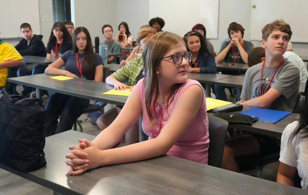 Students sit in a classroom at Aiken Scholars Academy.