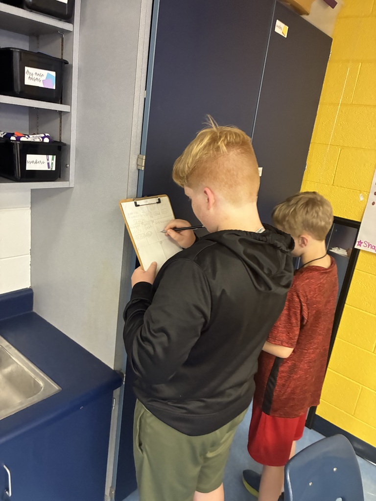 Students find surface area and volume.