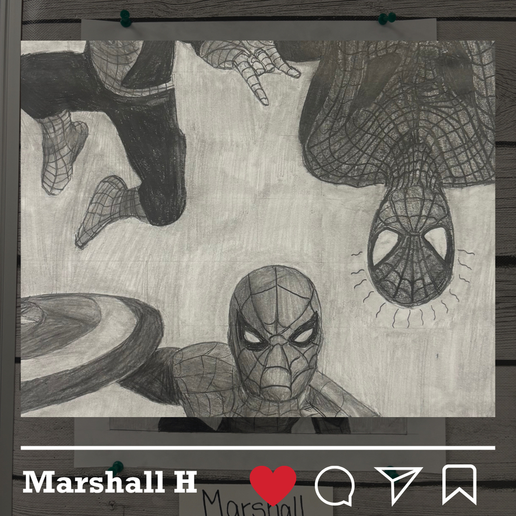 Graphite drawing of Spiderman