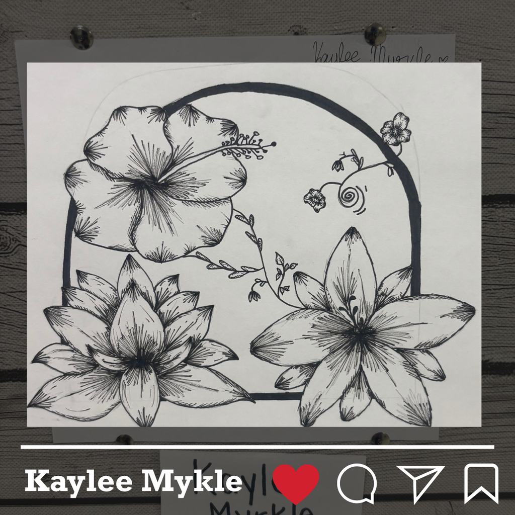 Graphite drawing of flowers