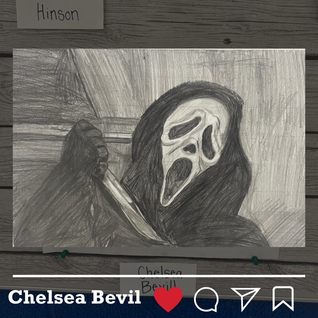 Graphite drawing of Ghost Face