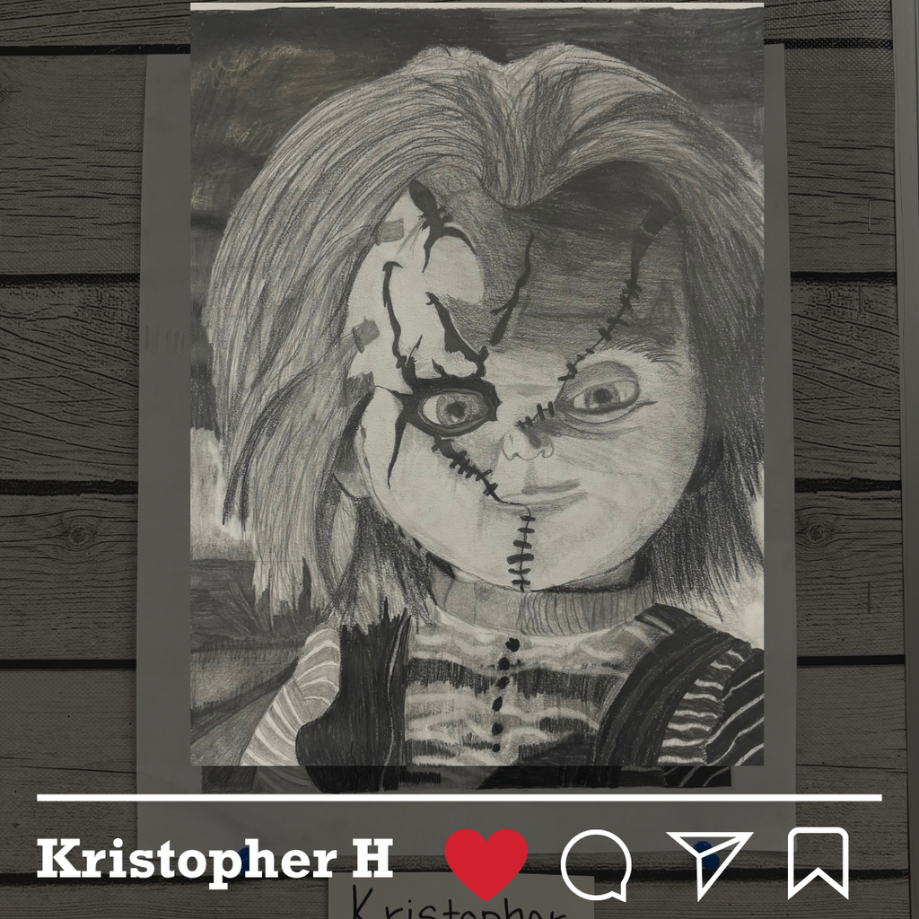 Graphite drawing of Chucky