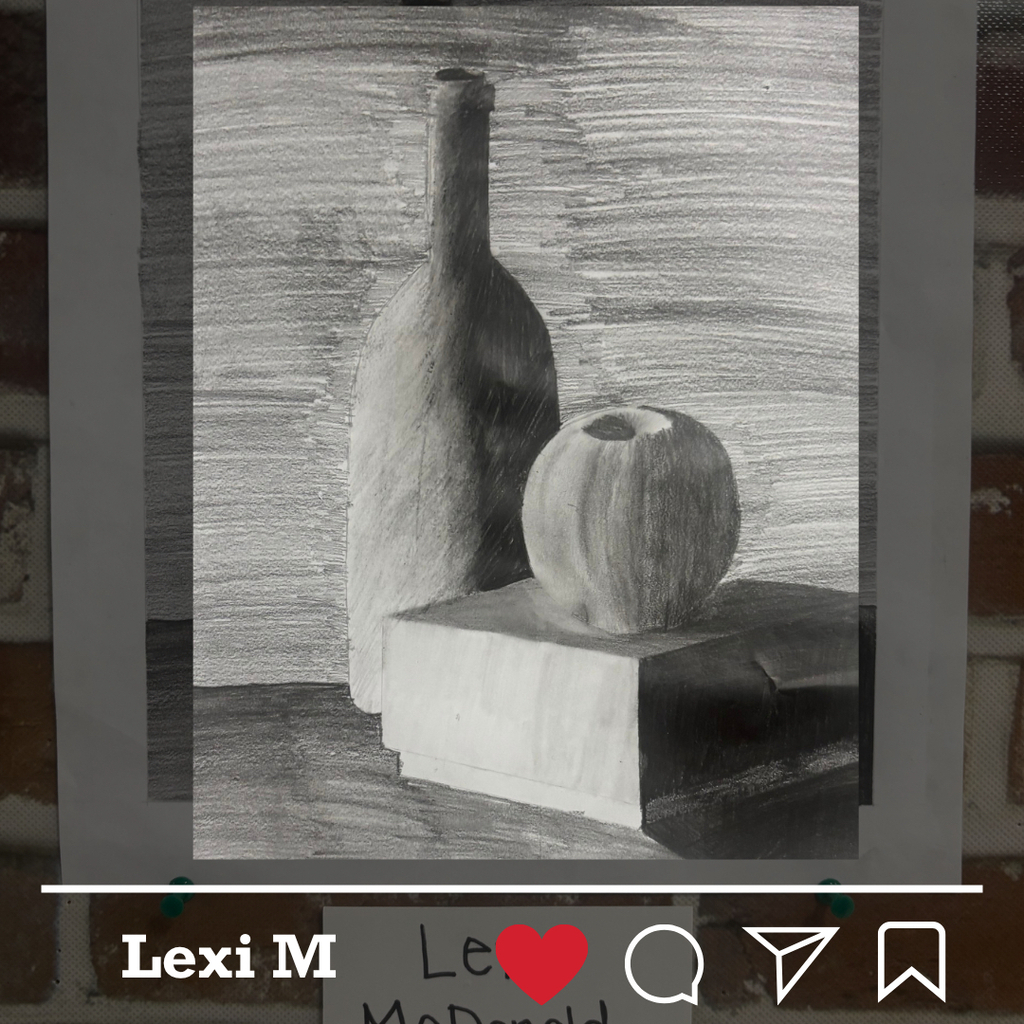 Graphite drawing of a vase