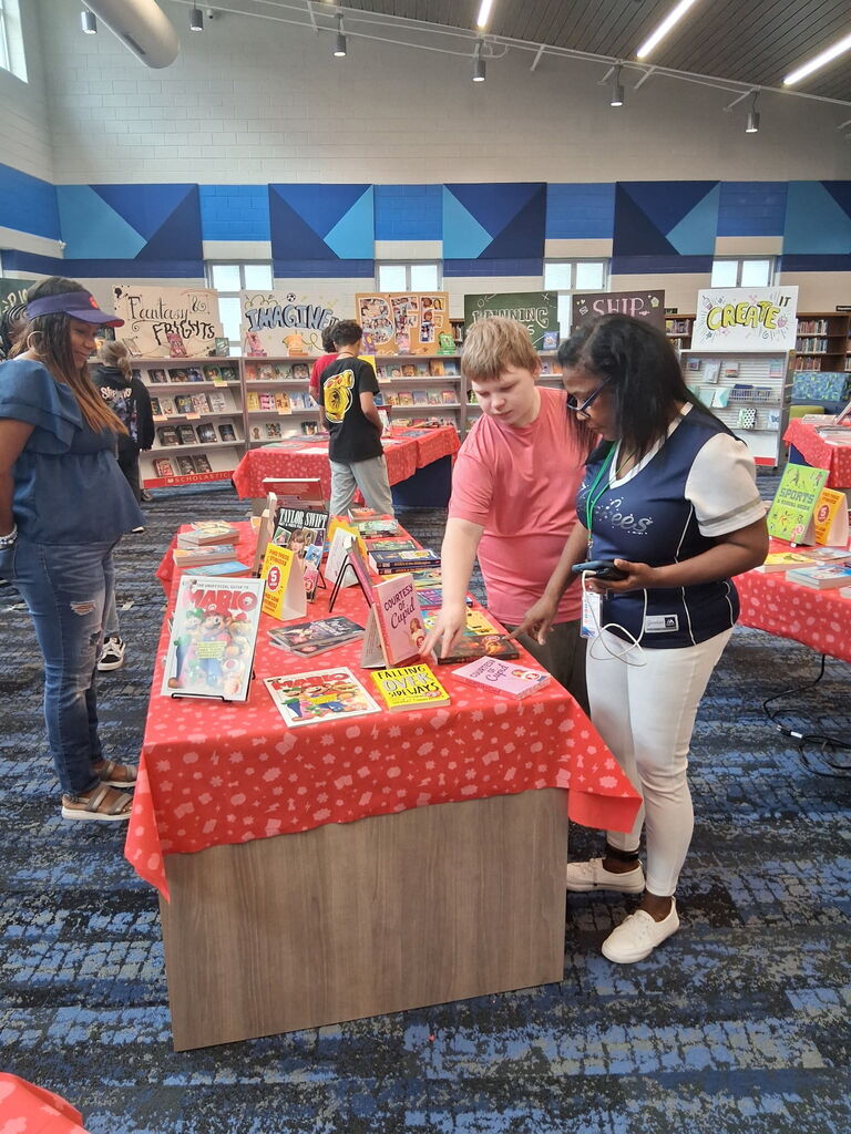 Students shopping at Book Fair