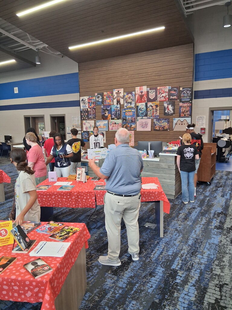 Students shopping at book fair