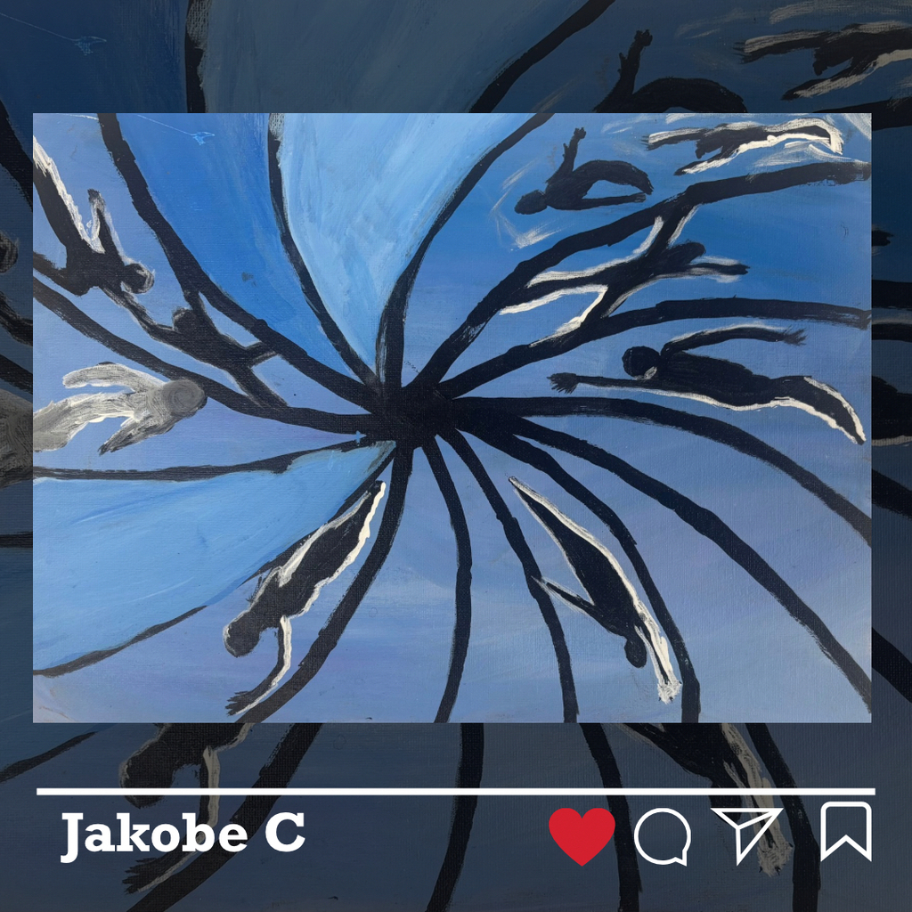 Jakobe C artwork - a spiral with images of people in it