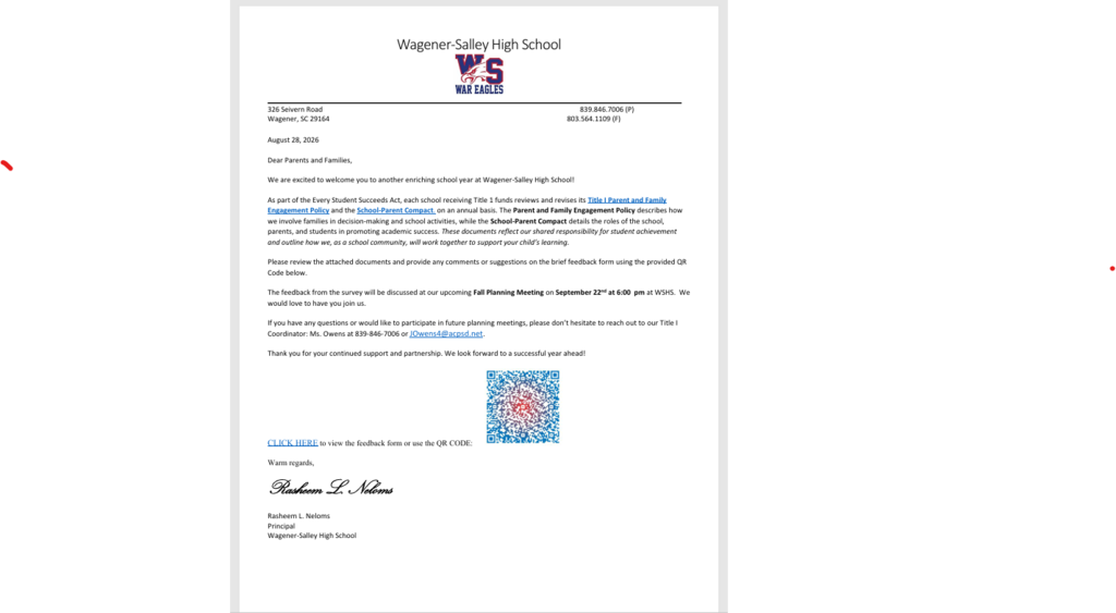 Parent Family Letter