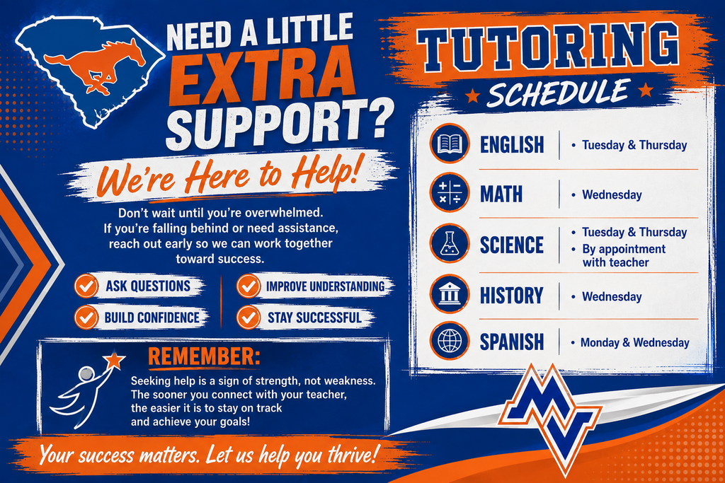 An advertisement poster for tutoring services. It features text and icons for English, Math, Science, History, and Spanish.