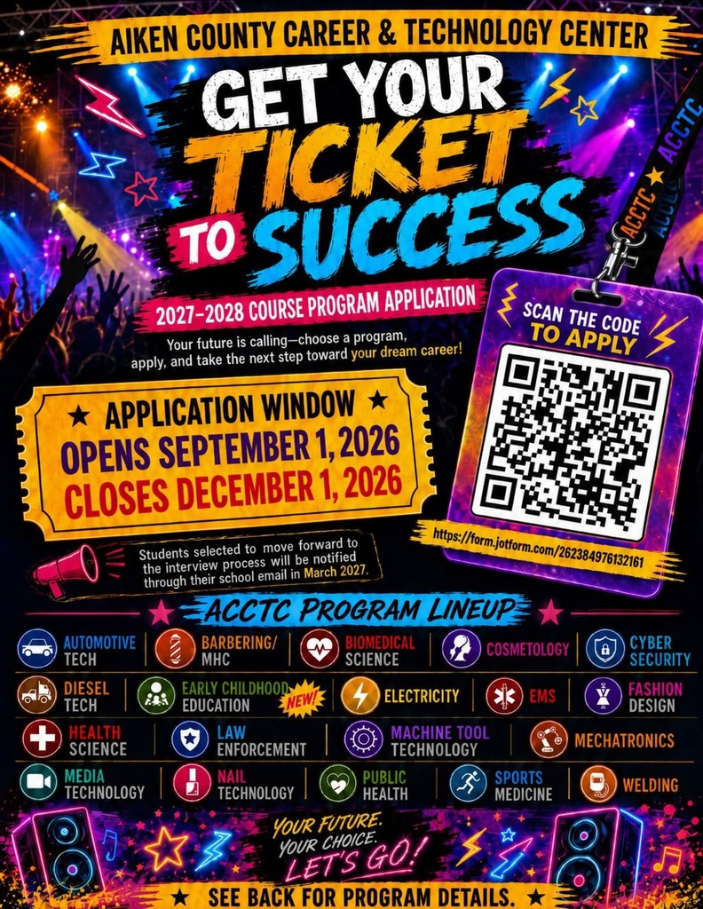 application information for ACCTC. application window opens September 1st and closes December 1st. Visit https://form.jotform.com/262384976132161 for more information. 