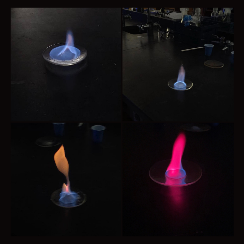Different colored flames in chemistry class
