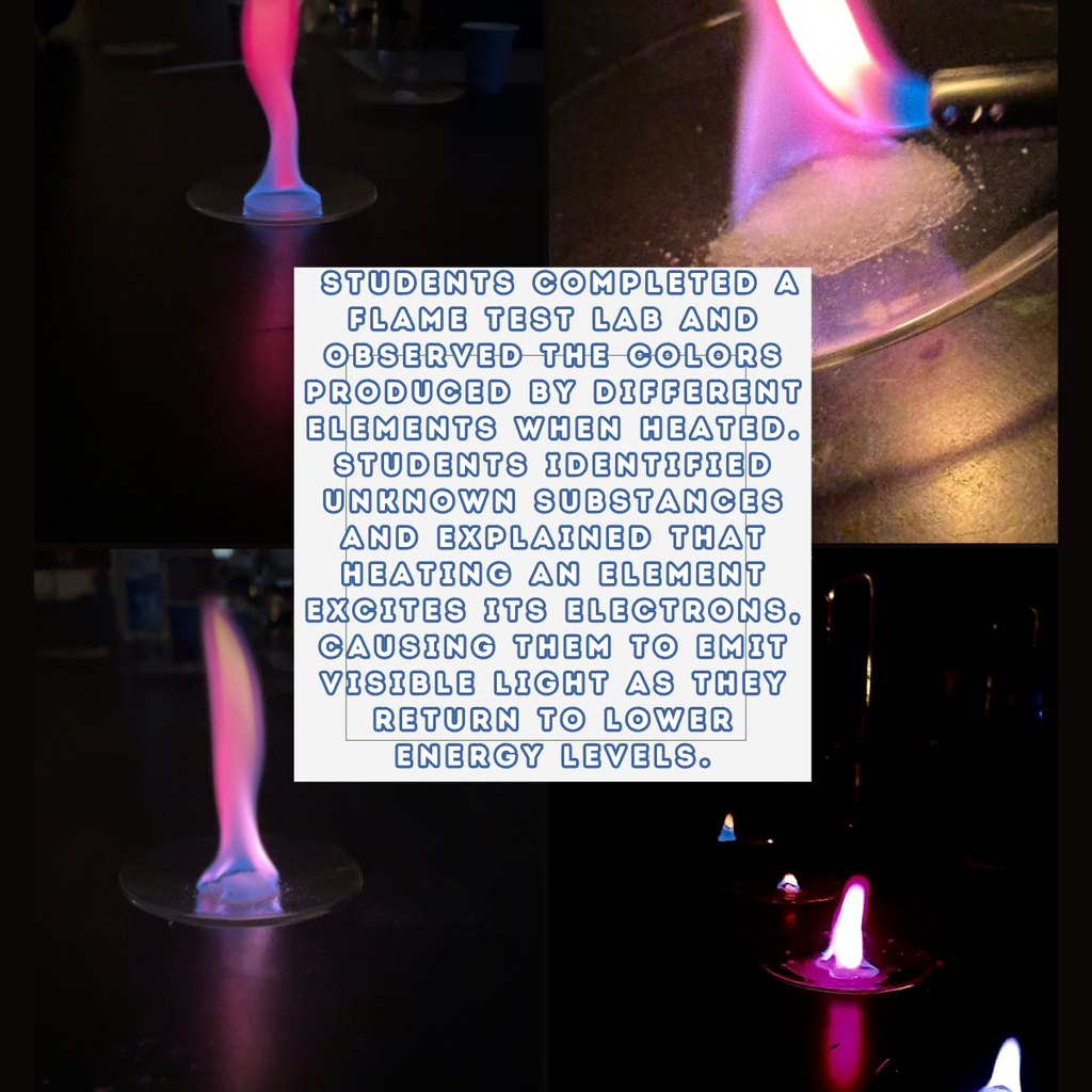 Different colored flames in chemistry class
