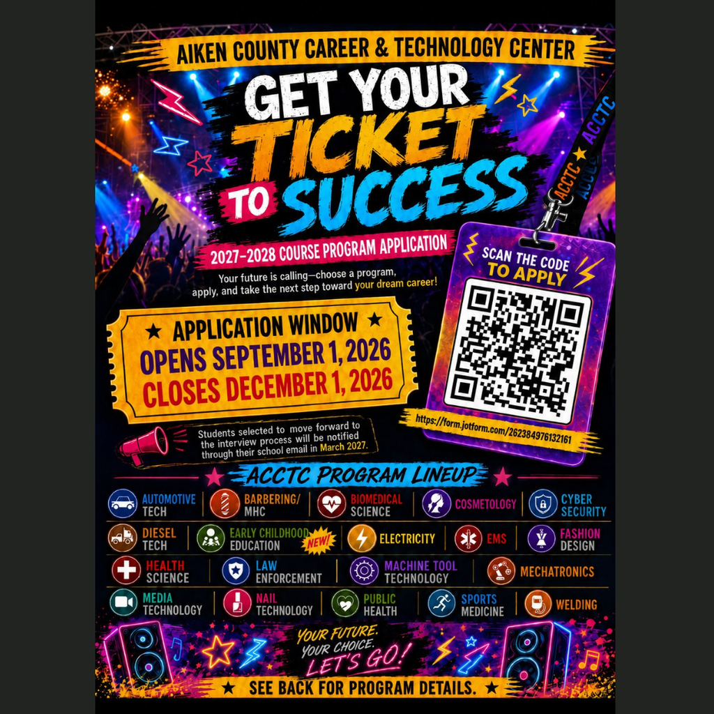 An advertisement for a program with "Get Your Ticket to Success" in bold. Program details are on the back.