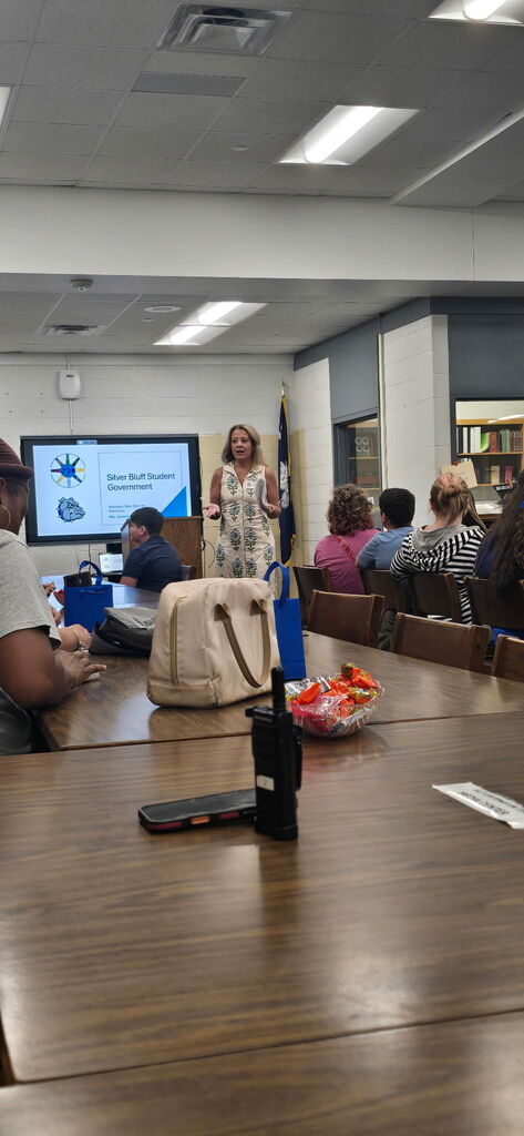 Representative Melissa Oremus speaking to students