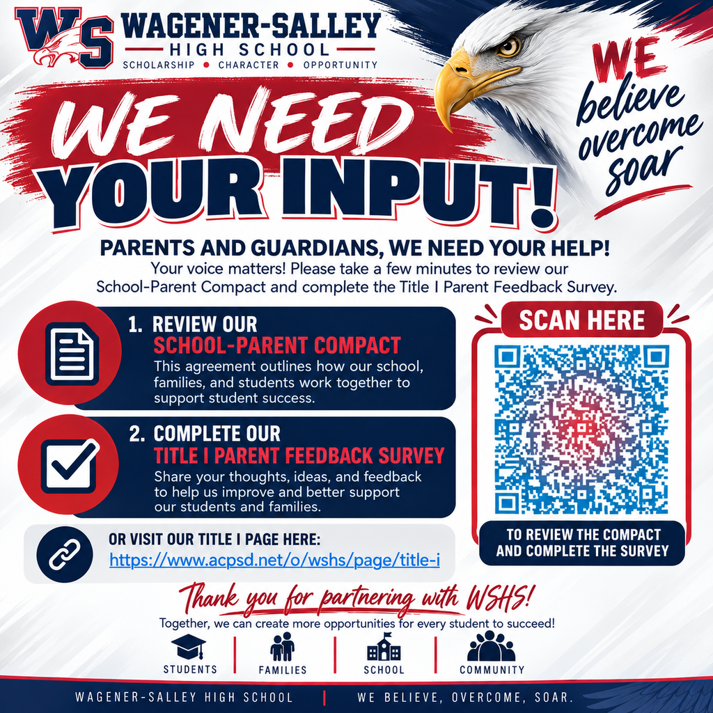A call for input on the school parent compact and a request to visit the school's title one page on the school's website and complete a short survey