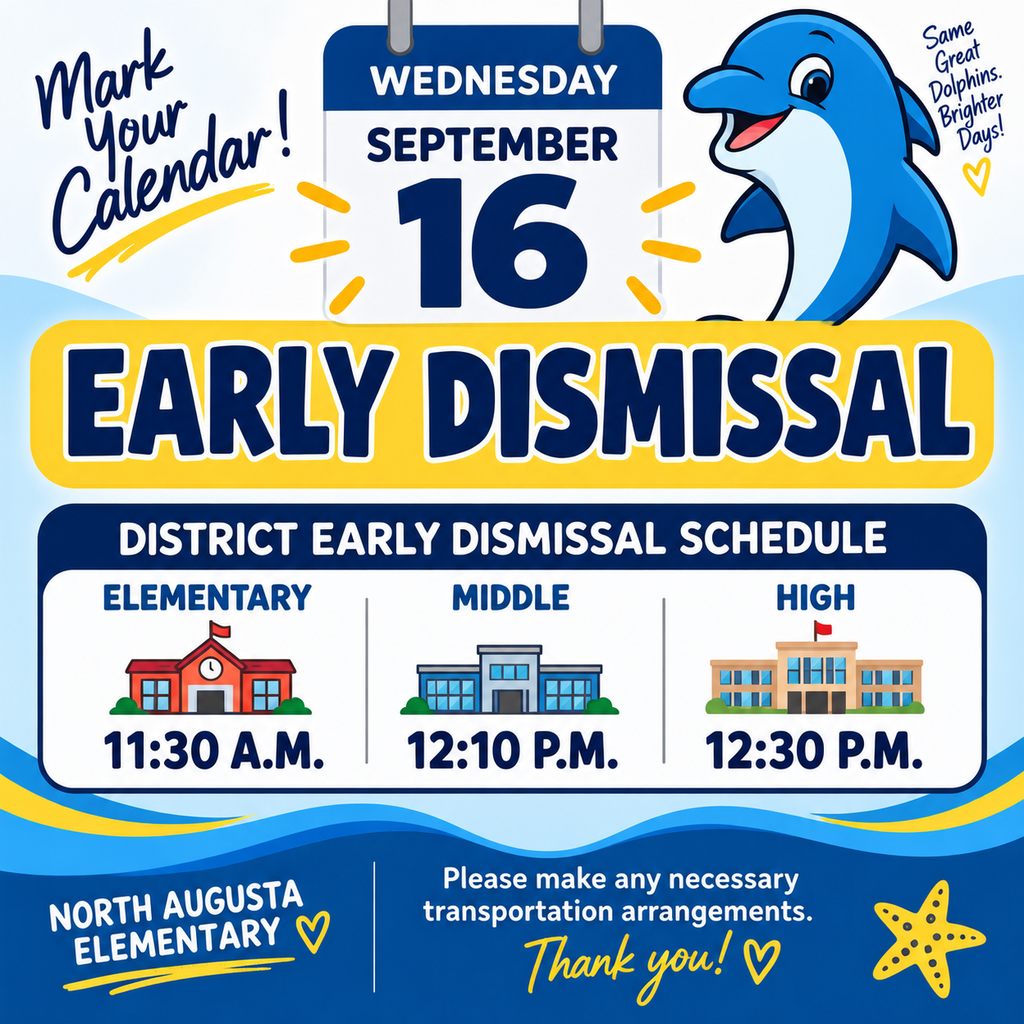 An informational graphic displays early dismissal times for elementary, middle, and high schools on September 16.
