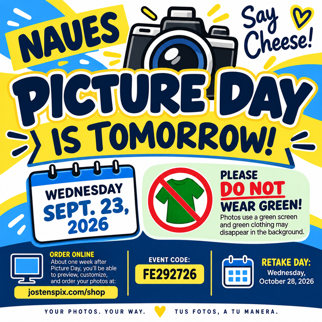 An event poster with a camera, date "Sept. 23, 2026," and reminder to not wear green.
