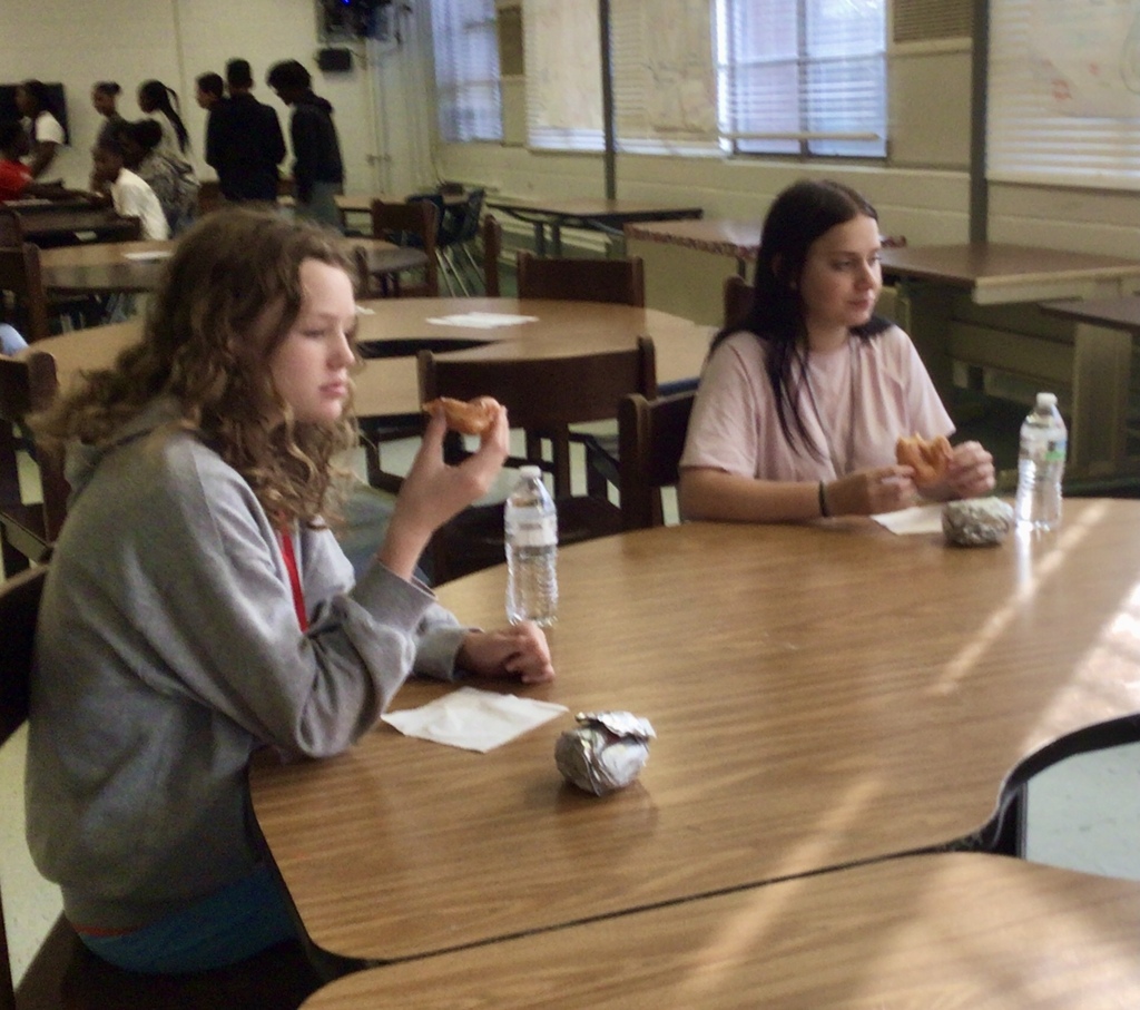 Two AVID students at breakfast.