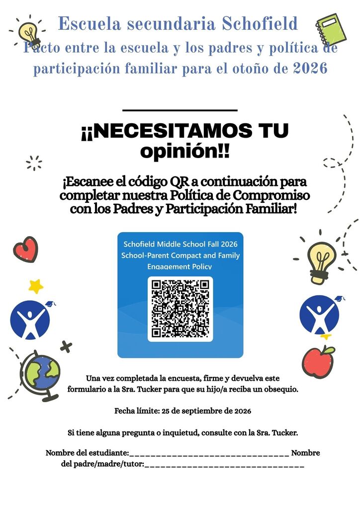 Flyer with a white background and pictures of a globe, heart anf light bulb as a border