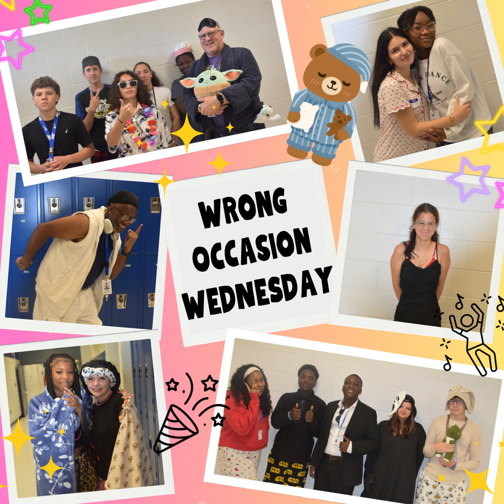 A collage of students and teachers wearing clothes for the wrong occassion