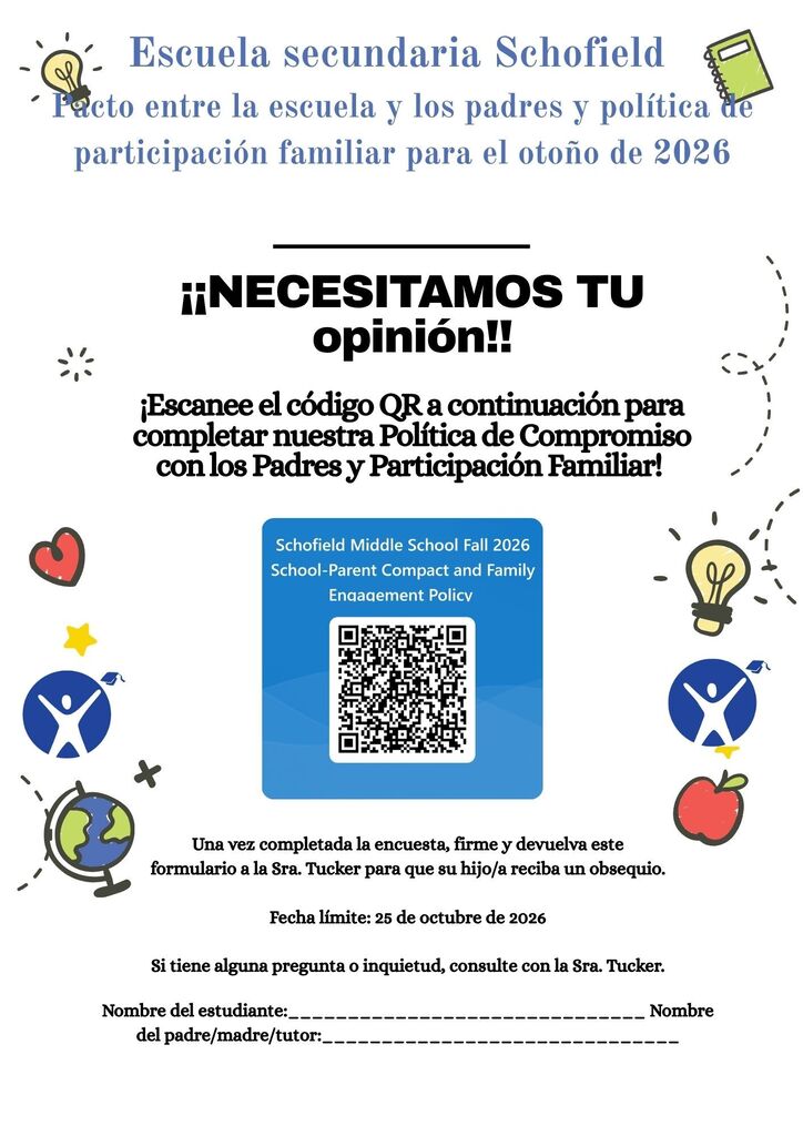 Flyer with white background . The border consist of pictures of hearts, a globe and book