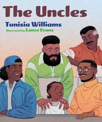 Book cover with five smiling people. Three men in front, one in blue jacket, one in green jacket, one in yellow sweater. Two men behind them, one in orange shirt.
