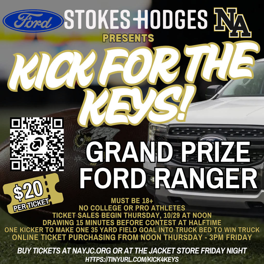 Advertisement with Ford logo. Text reads "Kick for the Keys! Grand Prize Ford Ranger". QR code at left.