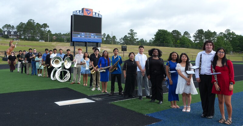 Midland Valley band students line up to perform the National Anthem.