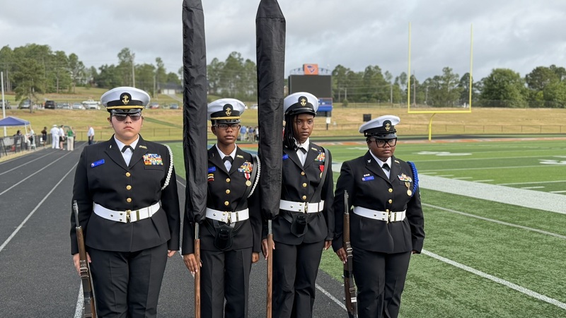 NJROTC Students prepare to present the colors.