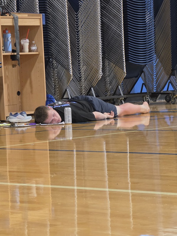 Students resting between runs.