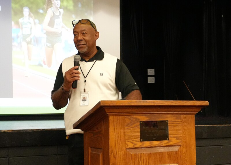 Larry Dunn addresses coaching staffs during the coaches convocation.