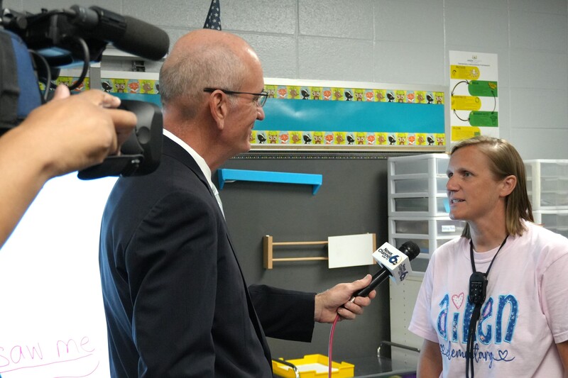 Aiken Elementary teacher Kari Keck is interviewed by WJBF News Channel 6.