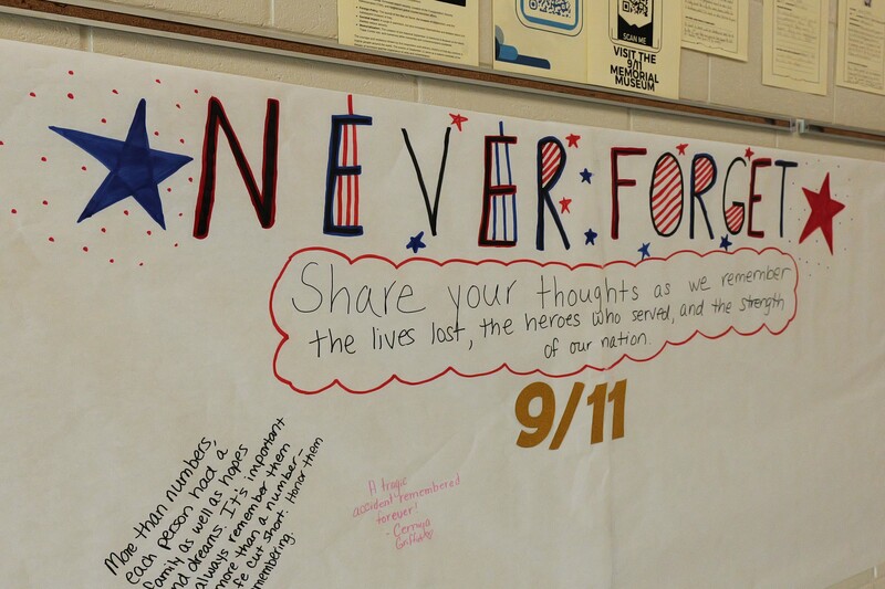 A small portion of the 9/11 memorial wall at Aiken High.