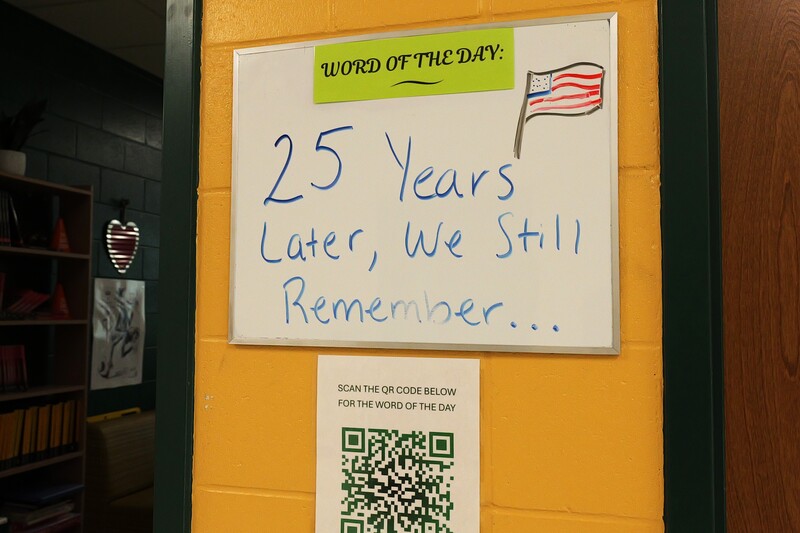 Portion of the memorial wall at Aiken High School.