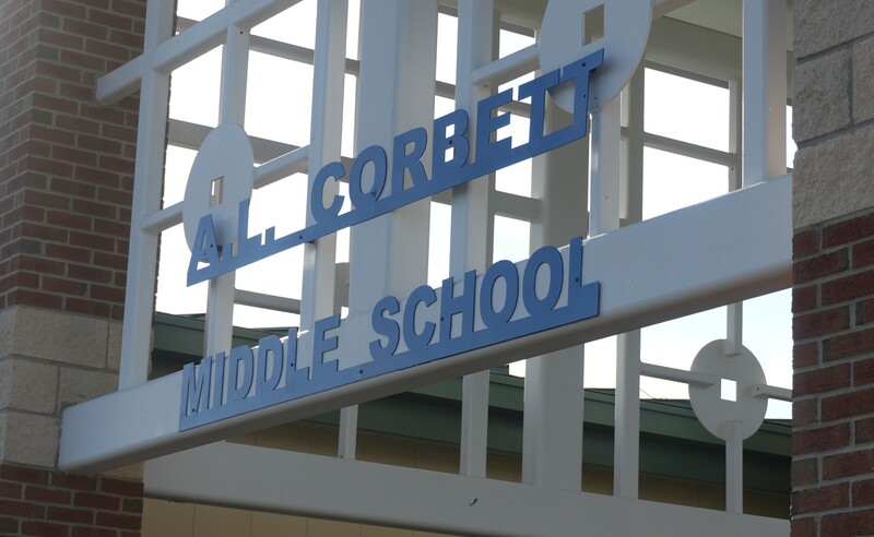 A.L. Corbett Middle School sign.
