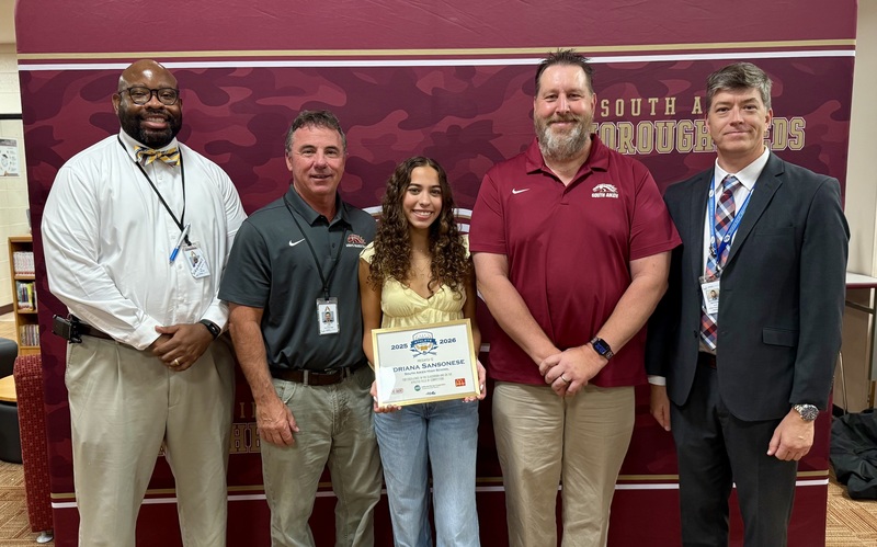 SAHS student Adriana Sansonese receives WJBF's Scholar Athlete Award.