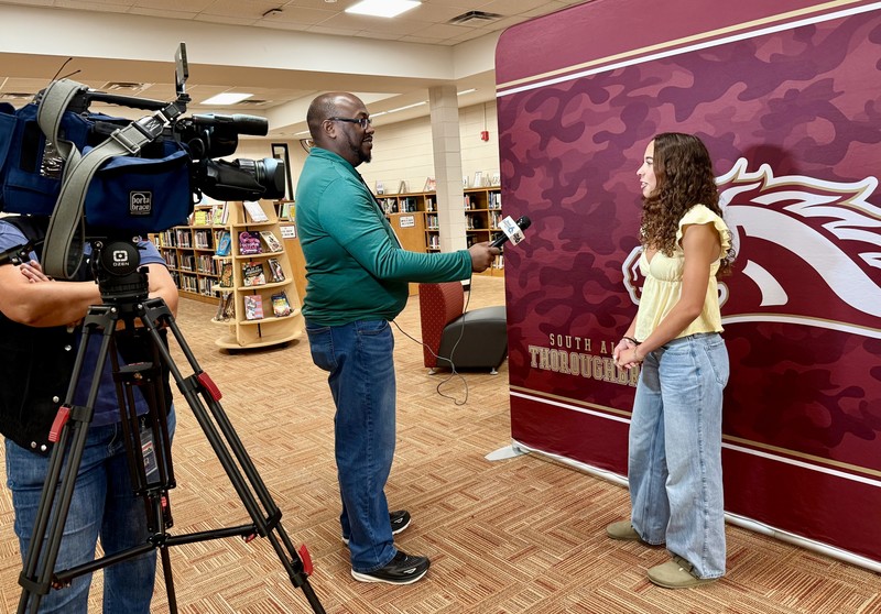 SAHS student Adriana Sansonese receives WJBF's Scholar Athlete Award.