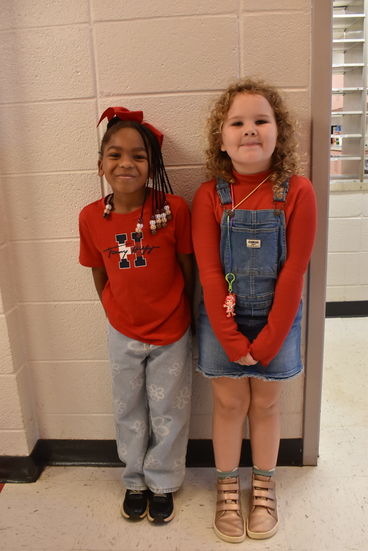 Students wearing red, white, and blue.