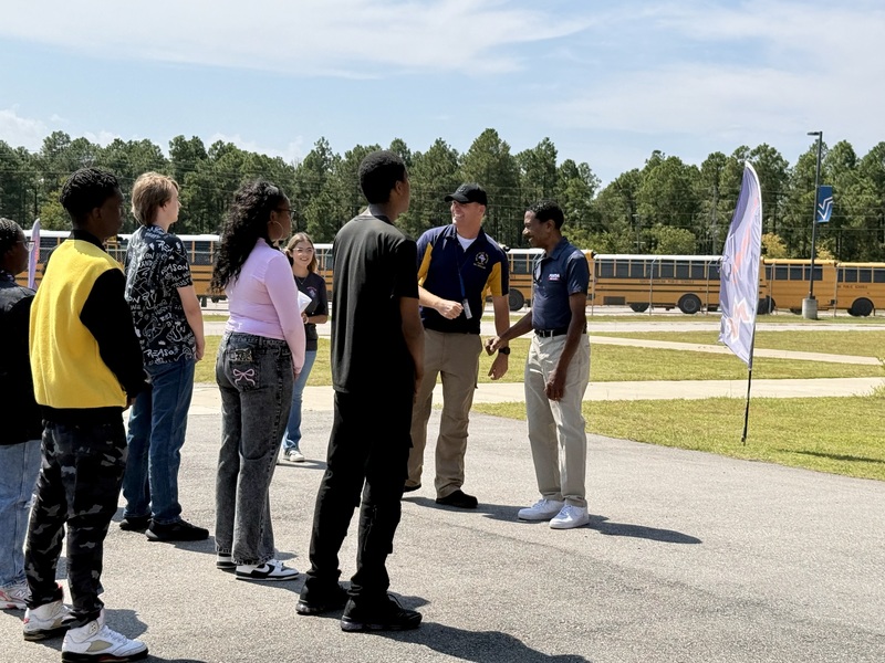 Midland Valley High NJROTC Cadets practicing drills with FOX54 Chief Meteorologist Jay Jefferies.