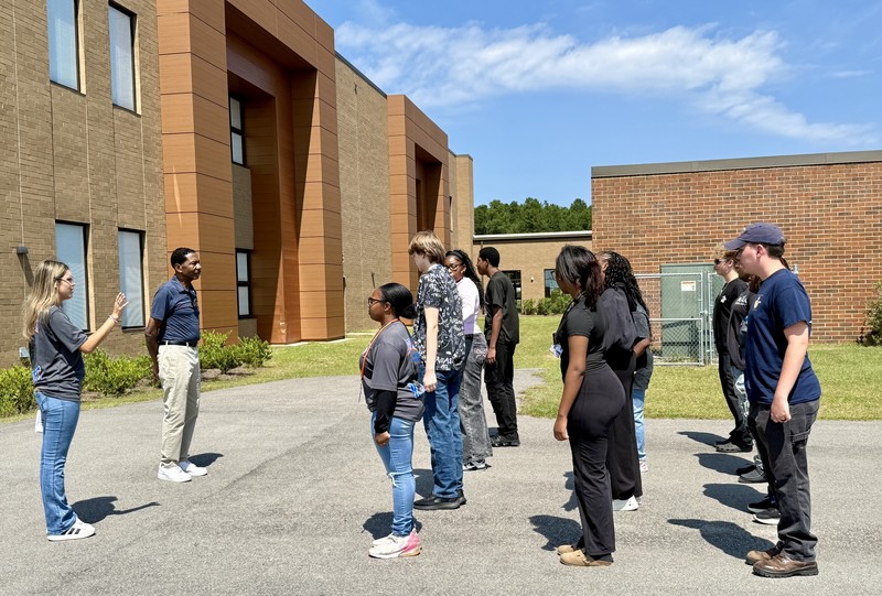 Midland Valley High NJROTC Cadets practicing drills with FOX54 Chief Meteorologist Jay Jefferies.