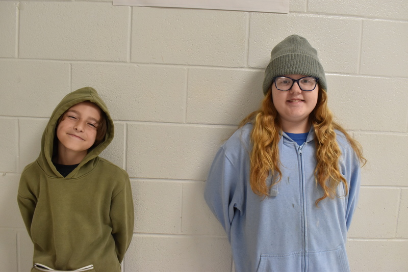 Students wearing hats.