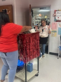 Staff celebrating donations.