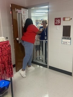 Staff celebrating donations.