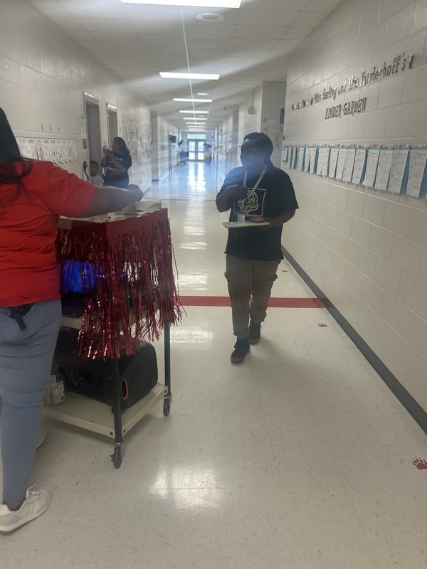 Staff celebrating donations.