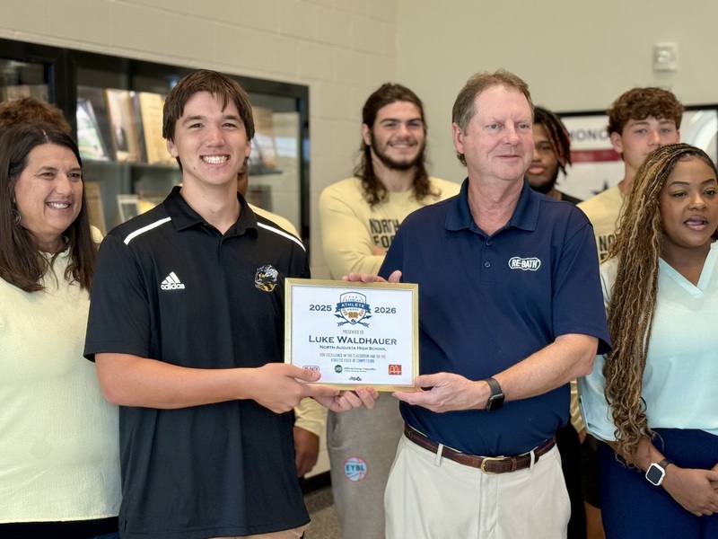 LUKE WALDHAUER OF NORTH AUGUSTA HIGH HONORED AS SCHOLAR ATHLETE.
