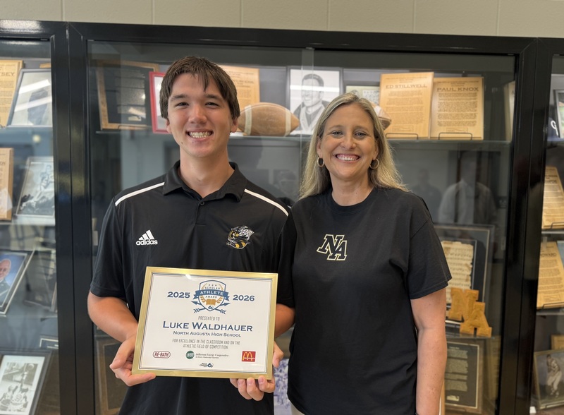 LUKE WALDHAUER OF NORTH AUGUSTA HIGH HONORED AS SCHOLAR ATHLETE.