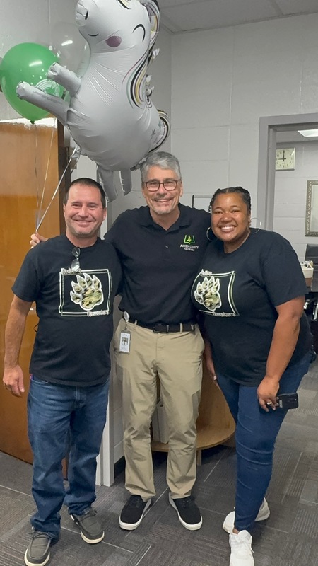 People with balloons.